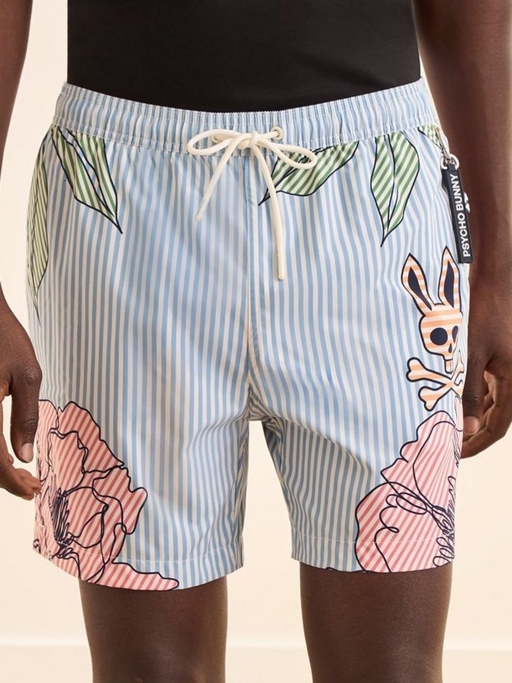 Psycho Bunny Men’s Blair Striped Swim Trunks 5”